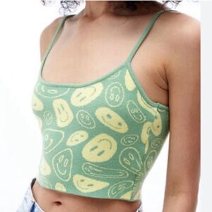 PacSun Green and Yellow Smiley Face Tank Top